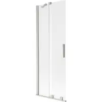 Mexen Velar Badewannen-Faltwand 2-flügelig verschiebbar 70 x 150 cm, Frost, gebürstetes Nickel - 896-070-000-31-97