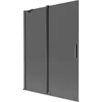 Mexen Velar 2-teilige verschiebbare Badewannenwand 130 x 150 cm, graphit, gebürstetes Gun Gray - 896-130-000-41-66