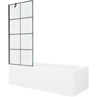 Mexen Vega rechteckige Badewanne 160 x 70 cm mit Verkleidung und 1-flügliger Duschabtrennung 80 cm, Schwarzes Design - 550116070
