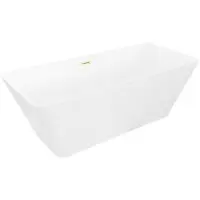 Mexen Velo Slim freistehende Badewanne 170 x 75 cm, weiß, Überlauf gebürstet gold - 52811707500-55