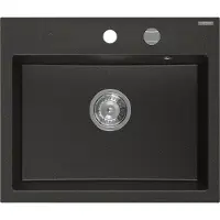 Mexen Oscar Granitspüle 1-beckig 580 x 490 mm, schwarz/gold metallic, Siphon Chrom - 6519581000-75