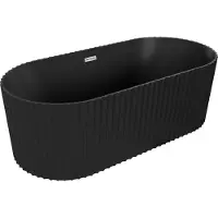 Mexen Paola freistehende, gerillte Badewanne 170 x 80 cm, schwarz matt, Überlauf chrom - 52721708071-01