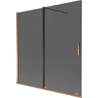 Mexen Velar 2-flügeliger Badewannenbildschirm, verschiebbar, 160 x 150 cm, Grafit, Roségold - 896-160-000-41-60