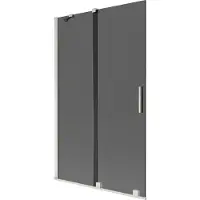 Mexen Velar Badewannen-Abtrennung, 2-flügelig, verschiebbar, 110 x 150 cm, graphit, gebürstetes Nickel - 896-110-000-41-97