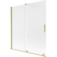 Mexen Velar 2-flügelige Duschabtrennung 150 x 150 cm, Milchglas, gebürstetes Gold - 896-150-000-31-55