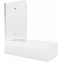 Mexen Vega Rechteckbadewanne 150 x 70 cm mit Verkleidung und 2-flügeliger Blende 80 cm, Transparent, Chrom - 550115070X900802010