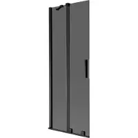 Mexen Velar Badewannenabtrennung 2-flügelig verschiebbar 75 x 150 cm, Graphit, Schwarz - 896-075-000-41-70