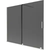 Mexen Velar Badewannenfaltwand 2-flügelig, verschiebbar 180 x 150 cm, graphit, gebürsteter Nickel - 896-180-000-41-97