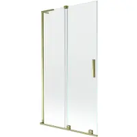 Mexen Velar L Badewannenaufsatz 2-flügelig schiebbar 100 x 150 cm, transparent, gold - 896-100-003-01-50
