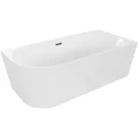 Mexen Mia freistehende Eckbadewanne rechts 140 x 75 cm, weiß, Überlauf gun gray gebürstet - 52691407500P-66