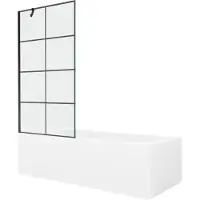 Mexen Vega Badewanne rechteckig 170 x 70 cm mit Verkleidung und 1-flügeliger Duschwand 90 cm, schwarzes Muster - 550117077X9509?