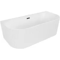 Mexen Sella freistehende Wandwanne geriffelt 170 x 80 cm, weiß matt, schwarze Überlauf - 52711708001-70