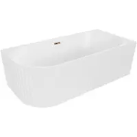 Mexen Gia freistehende Eckbadewanne geriffelt rechts 170 x 80 cm, weiß matt, Überlauf Roségold - 52701708001P-60