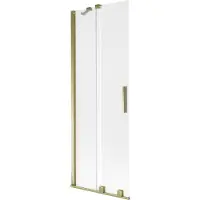 Mexen Velar Badewannenfaltwand 2-flügelig verschiebbar 75 x 150 cm, matt, golden - 896-075-000-31-50