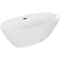 Mexen Eris freistehende Badewanne 155 x 80 cm, weiß, mit schwarzem Überlauf - 53441558000-70