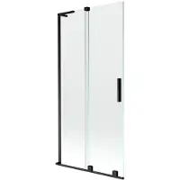 Mexen Velar L Badewannen-Faltwand 2-teilig verschiebbar 95 x 150 cm, transparent, schwarz - 896-095-003-01-70