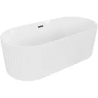 Mexen Paola freistehende geriffelte Badewanne 170 x 80 cm, weiß glänzend, Überlauf Gun Metal - 52721708000-95
