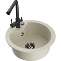 Mexen Diego 1-Becken-Granit-Spüle mit Mischbatterie Duero, Beige - 6512-69-671600-70