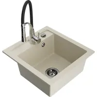 Mexen Vito 1-Becken-Granit-Spüle mit Mischbatterie Aster, Beige - 6503-69-73450-07-B