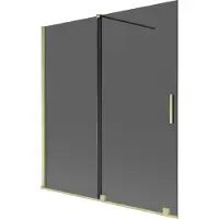 Mexen Velar Duschabtrennung, 2-flügelig, 150 x 150 cm, grafit, gebürstetes Gold - 896-150-000-41-55