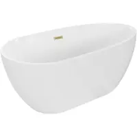 Mexen Eos freistehende Badewanne 170 x 75 cm, weiß, Überlauf mit gebürstetem Gold - 52471707500-55