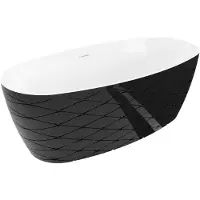 Mexen Olea freistehende Badewanne Muster 170 x 80 cm, weiß/schwarz, Überlauf weiß - 52821708075-20