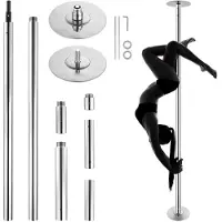 DUOKU Professionelle Tanzstange, Statische Tanzstange Kit, Handlich 45 mm Unverrostbare Stahltanzstange, Höhenverstellbar, für Training, zu Hause, im Fitnessstudio und Clubs, Silber