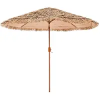 OEM Hawaiische Strohparsa, 2,75 m Biegsame Parasol mit PP-Stro und 8 Stabilen Metallstangen, Ideal für Strand, Terrasse, Pool, Garten und Hinterhof