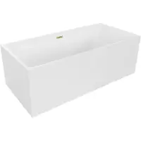 Mexen Nita freistehende Badewanne 170 x 80 cm, weiß, Überlauf gebürstet Gold - 52091708000-55