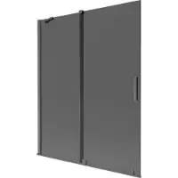 Mexen Velar Duschabtrennung 2-flügelig verschiebbar 140 x 150 cm, Graphit, gebürstetes Gun Gray - 896-140-000-41-66