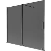 Mexen Velar Badewannenwand 2-flügelig verschiebbar 180 x 150 cm, graphit, Gun Metal - 896-180-000-41-95