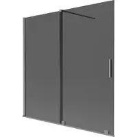 Mexen Velar Duschabtrennung, 2-flügelig, verschiebbar, 160 x 150 cm, Grafit, Gun Metal - 896-160-000-41-95