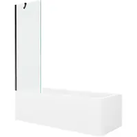 Mexen Cubik rechteckige Badewanne 160 x 70 cm mit Verkleidung und 1-flügliger Duschabtrennung 60 cm, transparent, Schwarz - 5503