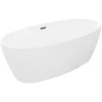 Mexen Lira freistehende Badewanne Muster 170 x 80 cm, weiß, Überlauf gun gray gebürstet - 52831708000-66