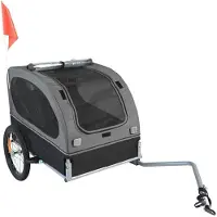 WAN Hundetransportwagen mit 40 kg Tragfähigkeit, inklappbares Rahmen, schnellaufende Räder, universelle Kupplung, Sicherheitsreflektoren, schwarz/grau