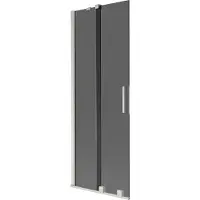 Mexen Velar Badezimmerspritzschutz 2-flügelig, 75 x 150 cm, Graphit, Gebürstetes Nickel - 896-075-000-41-97