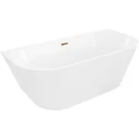 Mexen Oris freistehende geriffelte Wandbadewanne 150 x 75 cm, weiß, Überlauf Roségold - 52871507500-60