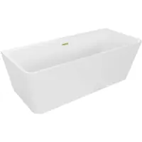 Mexen Volta freistehende wandmontierte Badewanne 150 x 75 cm, weiß, Überlauf gebürstetes Gold - 51131507500-55