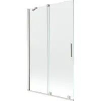 Mexen Velar Badewannenfaltwand 2-flügelig verschiebbar 110 x 150 cm, transparent, gebürstetes Nickel - 896-110-000-01-97