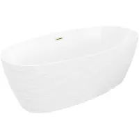 Mexen Olea freistehende Rillenbadewanne 170 x 80 cm, weiß, Überlauf gebürstet gold - 52821708000-55