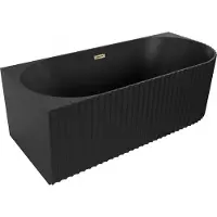 Mexen Gia freistehende Eckbadewanne geriffelt links 170 x 80 cm, schwarz matt, Überlauf golden - 52701708071L-50