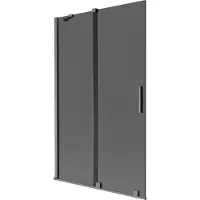 Mexen Velar Badewannenabtrennung, 2-flügelig, verschiebbar, 110 x 150 cm, Graphit, gebürstet Gun Gray - 896-110-000-41-66