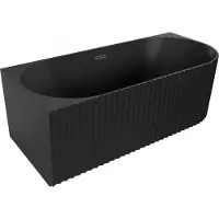 Mexen Gia freistehende Eckbadewanne geriffelt links 170 x 80 cm, schwarz matt, Überlauf schwarz - 52701708071L-70