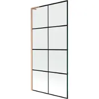 Mexen Next L Badewannenfaltwand 1-flügelig 90 x 150 cm, schwarzes Muster, gebürstetes Kupfer - 895-090-000-03-77-65