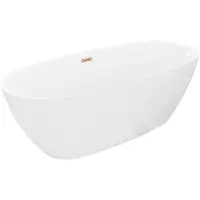 Mexen Luvo Slim freistehende Badewanne 170 x 75 cm, weiß, Überlauf gun gray gebürstet - 52801707500-66
