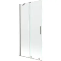 Mexen Velar Badewannenwand 2-flügelig verschiebbar 90 x 150 cm, transparent, gebürsteter Nickel - 896-090-000-01-97