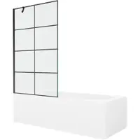 Mexen Vega rechteckige Badewanne 160 x 70 cm mit Verkleidung und 1-flügliger Duschabtrennung 100 cm, Schwarzes Design - 55011607