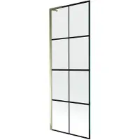 Mexen Next L Badewannenwand 1-flügelig 70 x 150 cm, schwarzes Muster, gold - 895-070-000-03-77-50