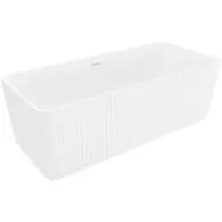 Mexen Nila freistehende geriffelte Badewanne 170 x 75 cm, weiß, Überlauf weiß - 52841708000-20