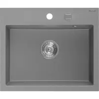 Mexen Oscar Granitspüle 1-beckig 580 x 490 mm, grau, Siphon Chrom - 6519581000-71